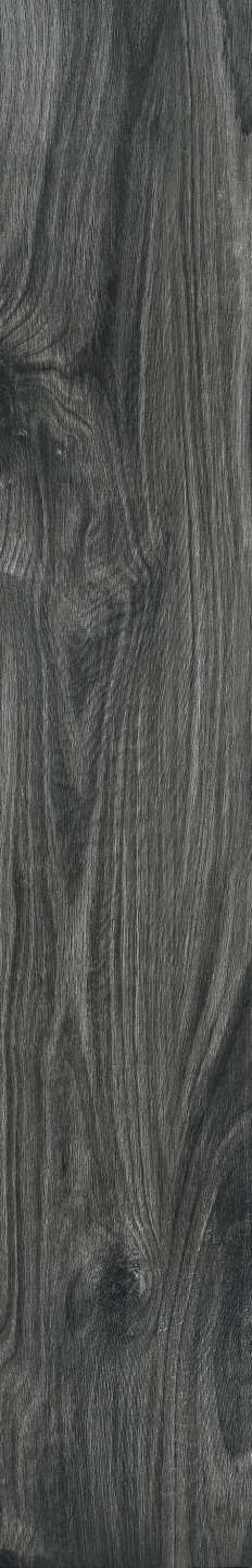 Dunkelgraue Feinsteinzeugfliese in Holzoptik.