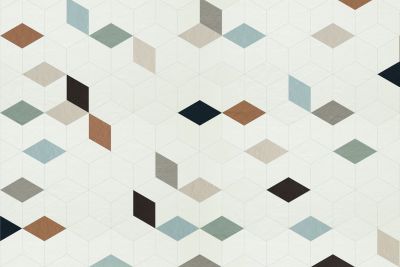 Moderne Fliese mit geometrischem 3D-Würfelmuster in dezenten Farben.