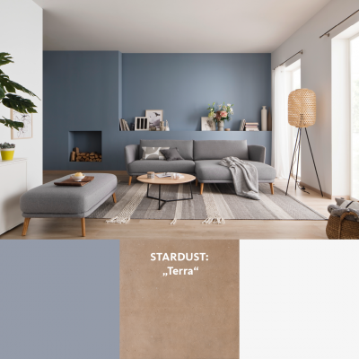 Inspirierendes Wohnzimmer mit Fliesenoption Stardust Terra.