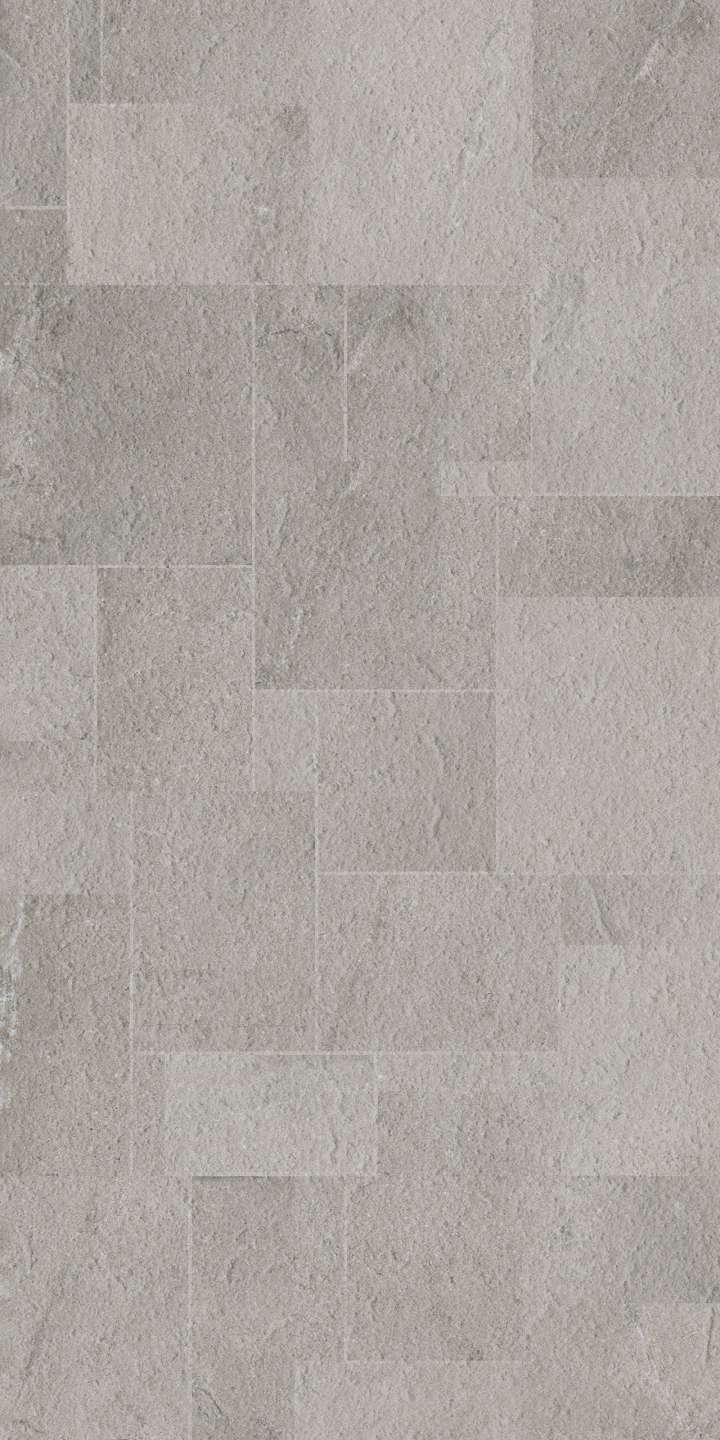 Helle, rechteckige Fliesen in Steinoptik für den Innen- und Außenbereich.