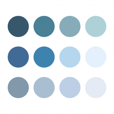 Fliesenfarben: Eine Auswahl an Blau- und Grautönen.