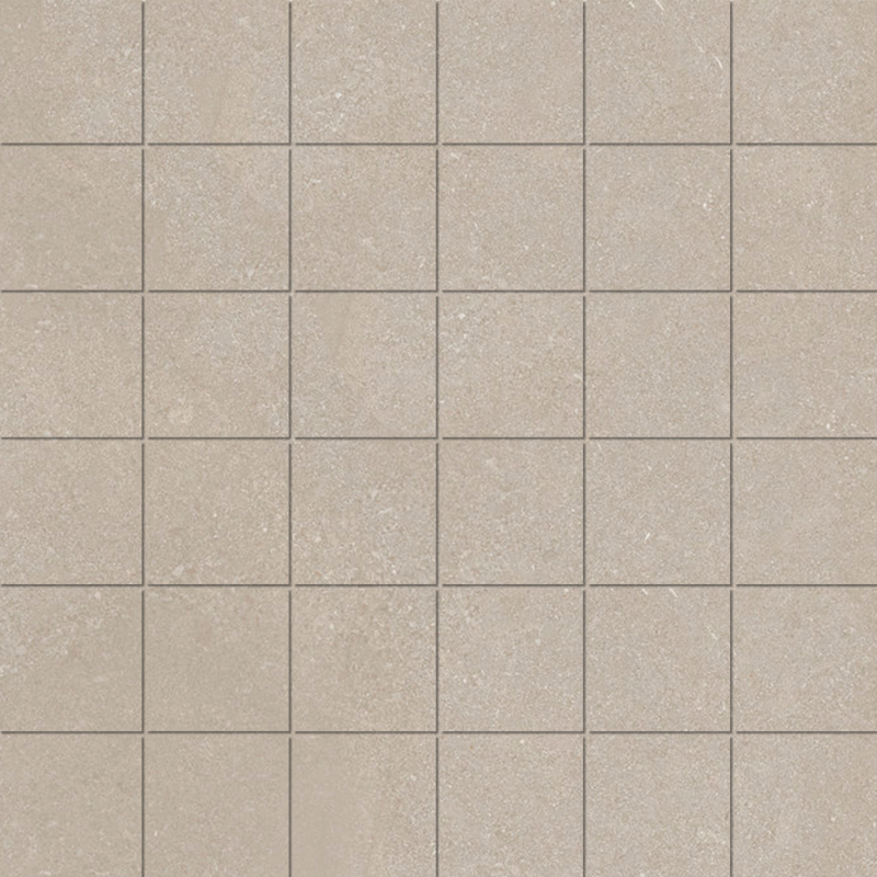 Helle, strukturierte Mosaikfliesen in Beige für Innen und Außen.