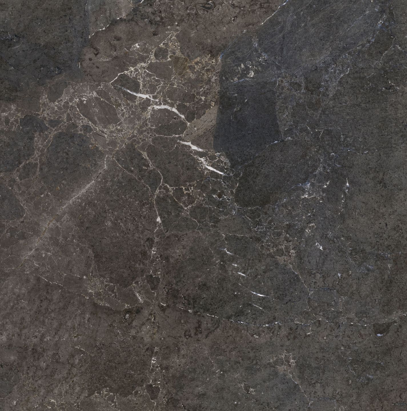 Porcelaingres Fliese: Dunkle Steinoptik.