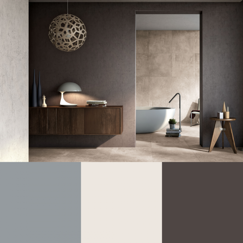 Fliesen-Farbkonzept: Grau, Beige, Braun für stilvolle Innenräume.