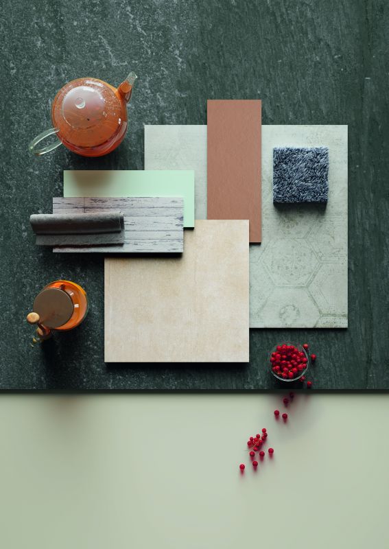 Design-Inspiration: Verschiedene Fliesen- und Materialmuster.